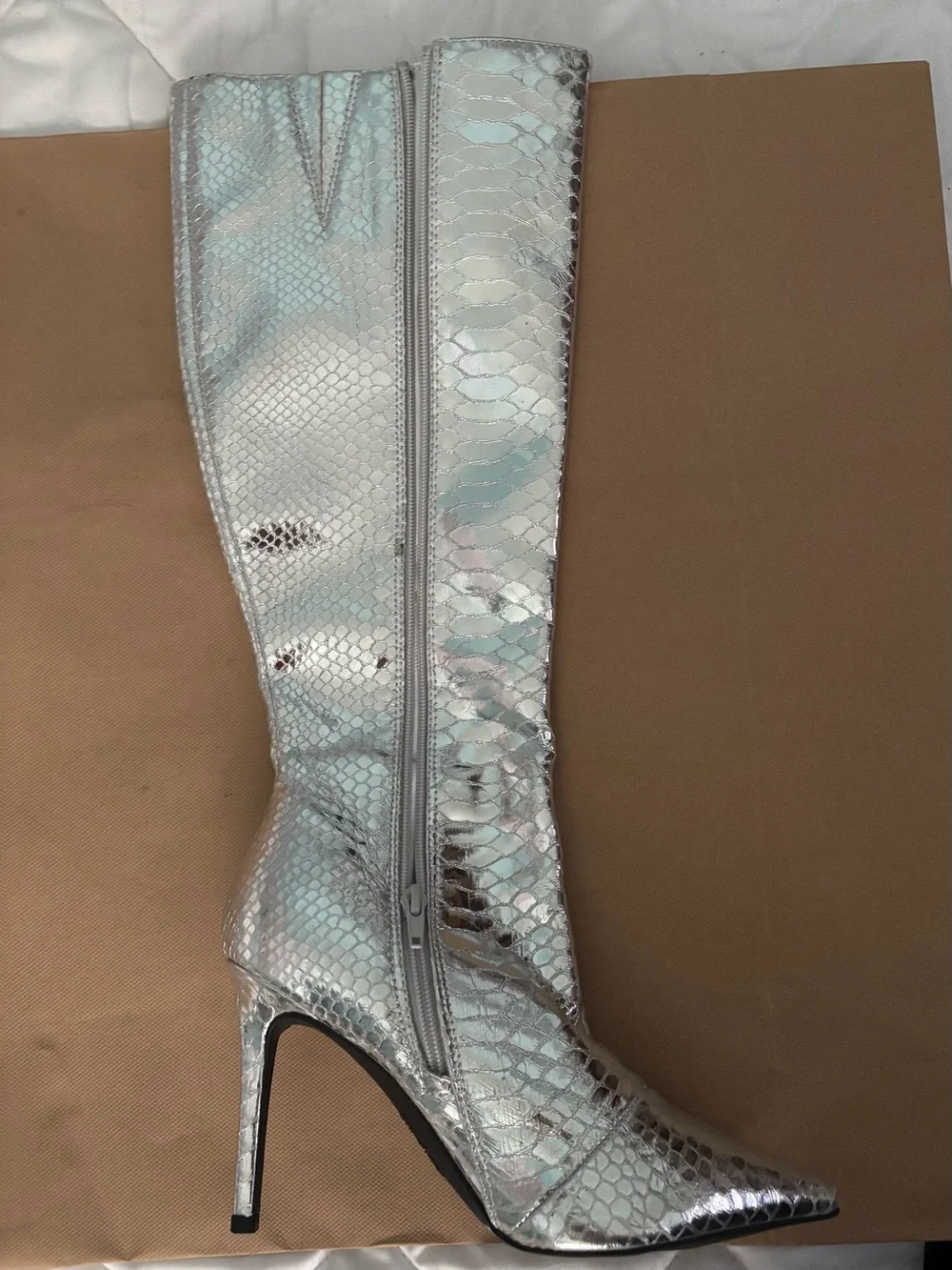 INC International Concepts Silver Snake-Effect Over-the-Knee Stiletto Boots